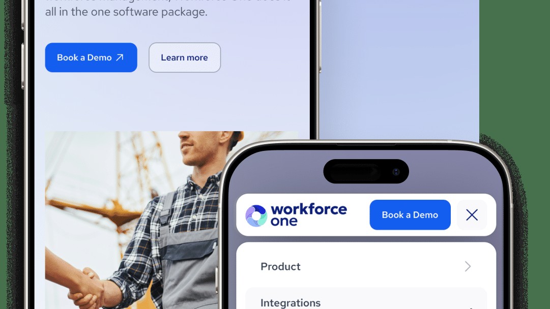 Workforce management software website redesign shown on a desktop screen.