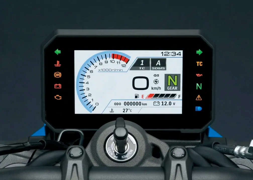Suzuki motorcycle TFT instrument display.