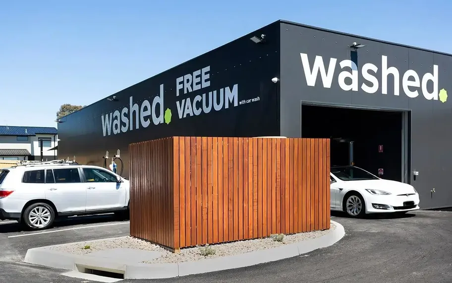 Washed Preston car-wash facility exterior.