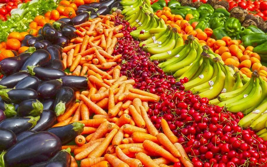 Friday Grocer, colourful fresh-produce market display.