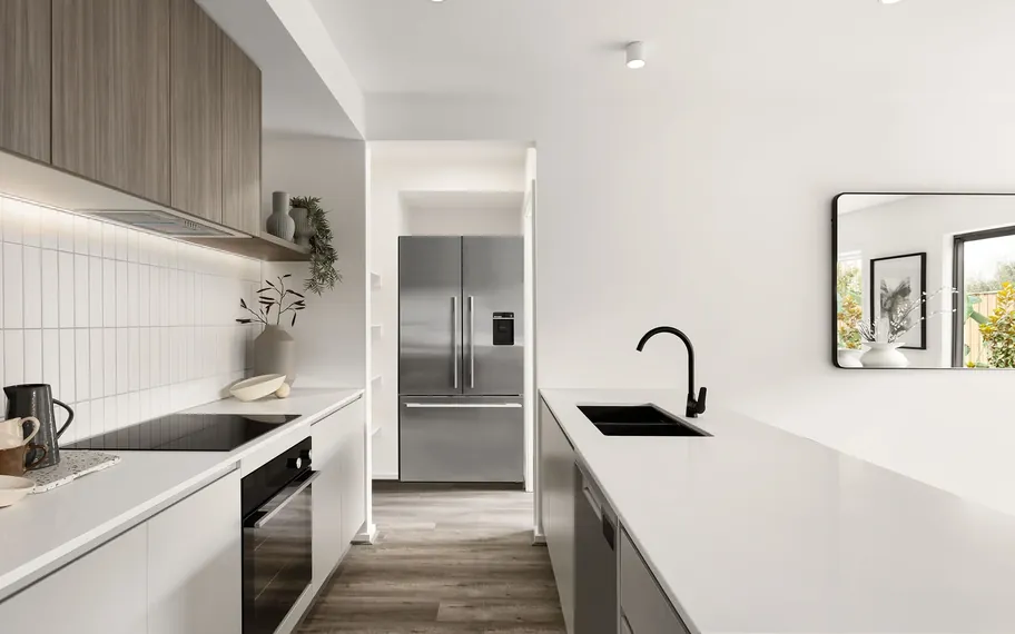 Bright contemporary kitchen in a newly built home.