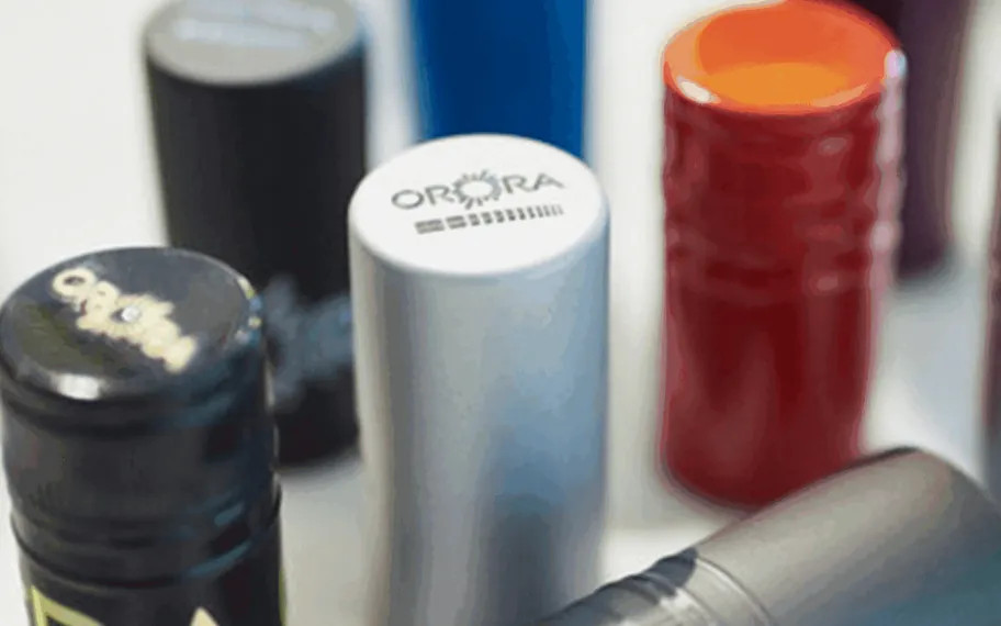 Coloured aluminium cans.