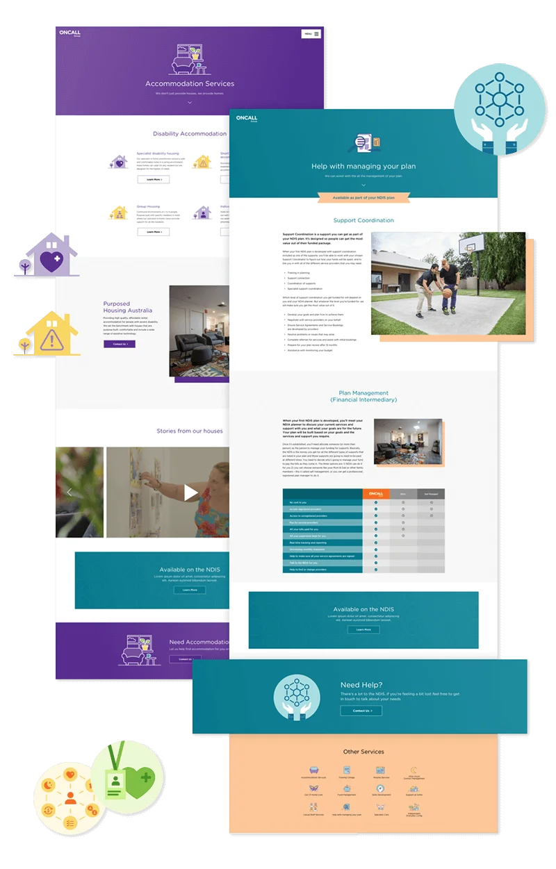 Multiple Page designs for oncall website
