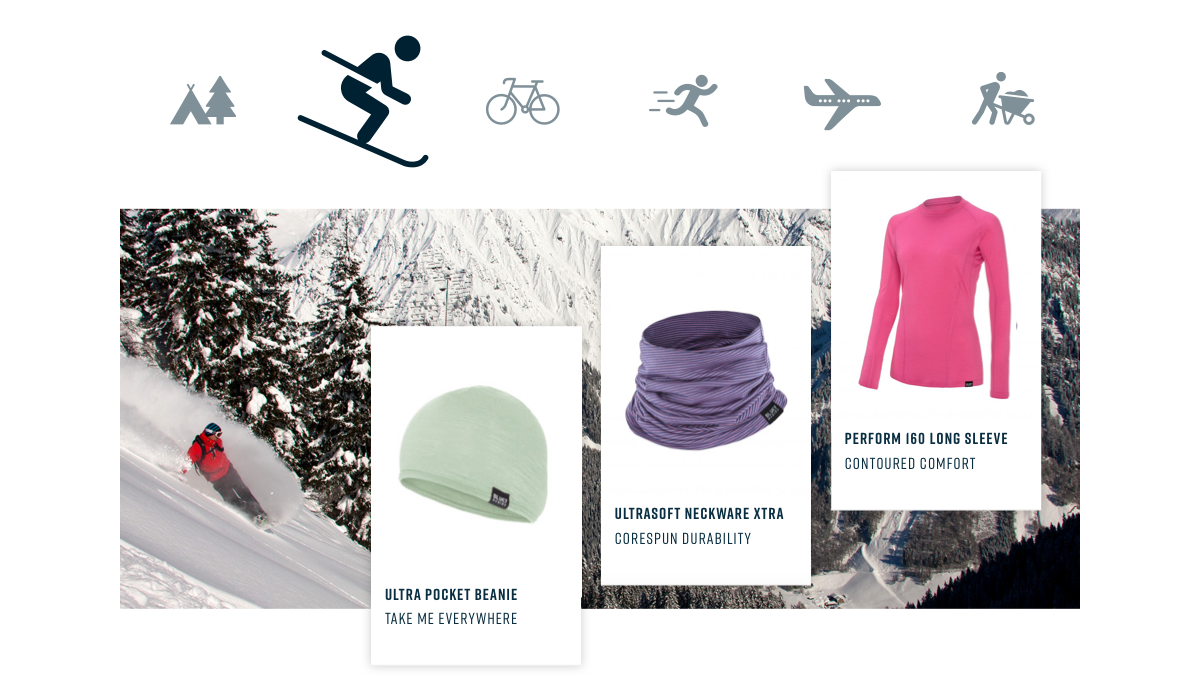 Targeted Product Categories section design mockup for the Bluey Merino website