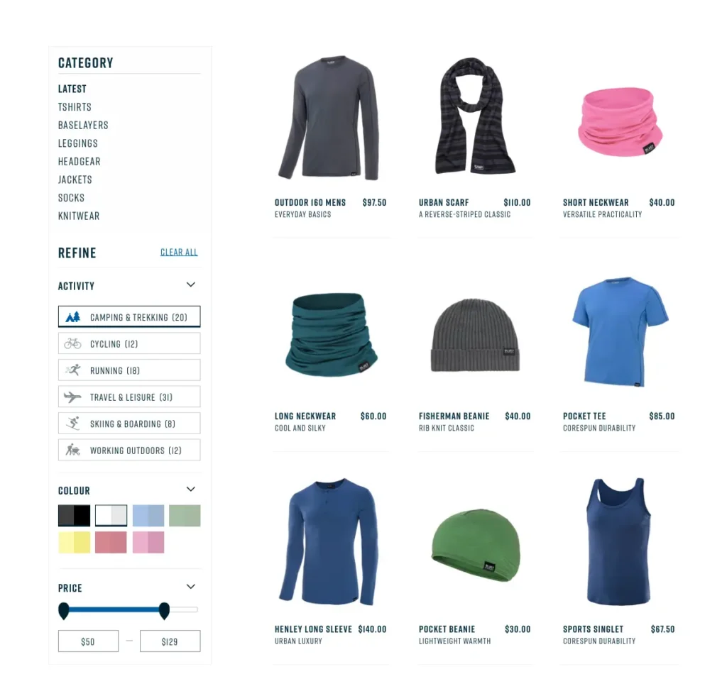 Bluey Merino Shop page design mockup