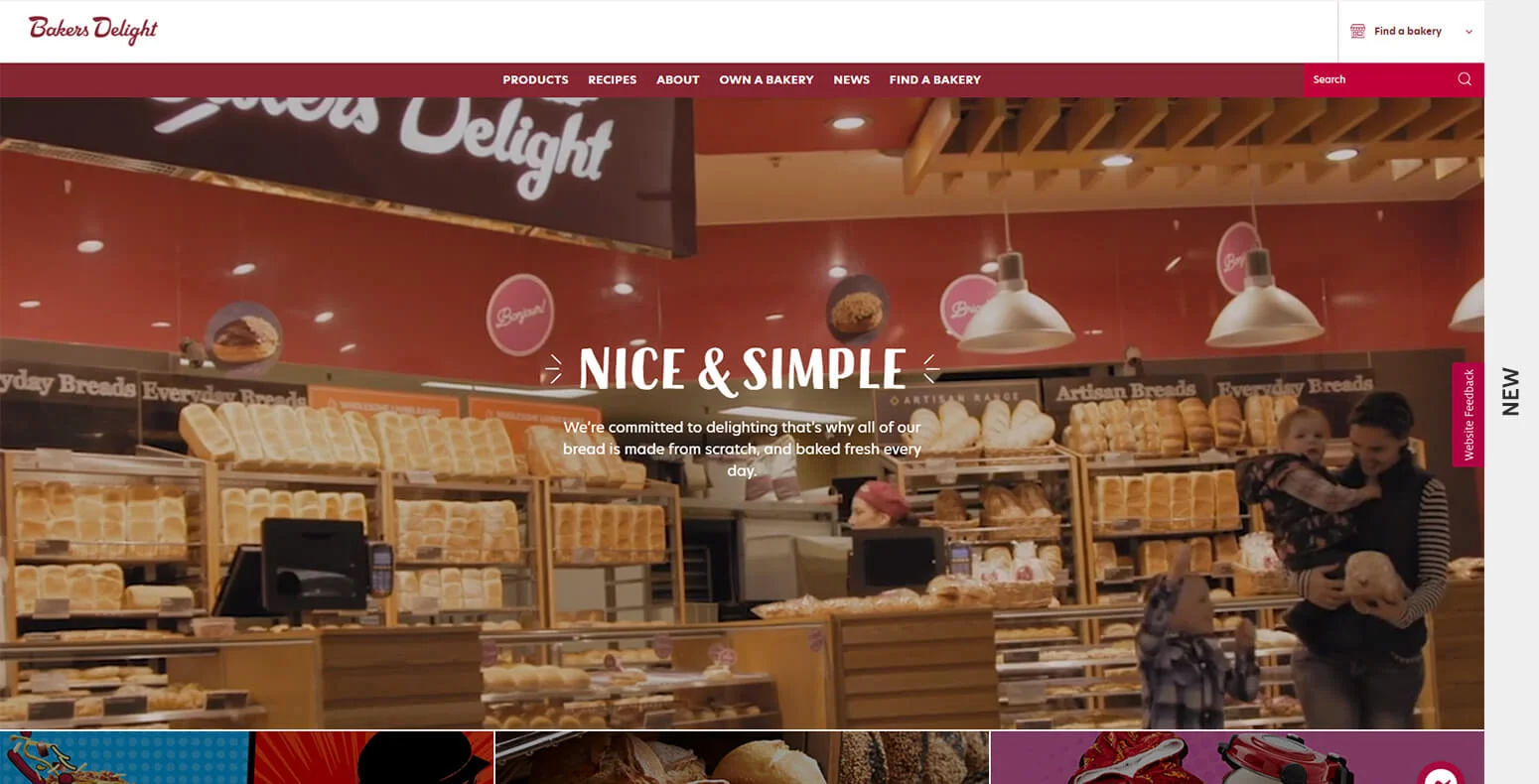 New Creative Design of Bakers Delight Website