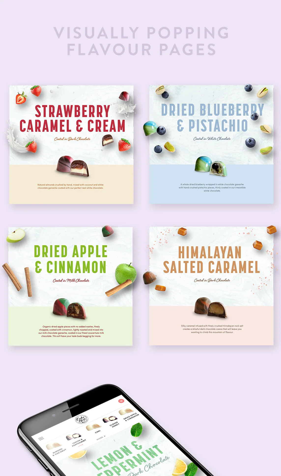 Only Mine Confectionary Flavour Options Page Design