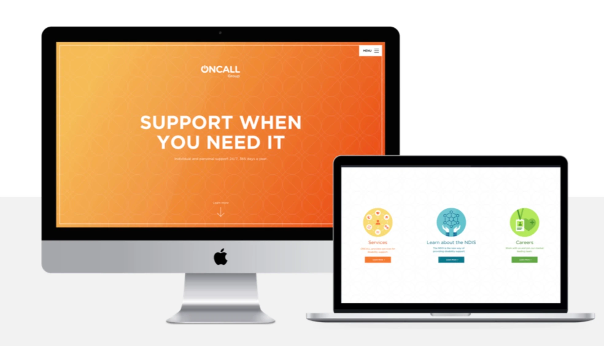 Oncall Website Design Pc and Laptop View