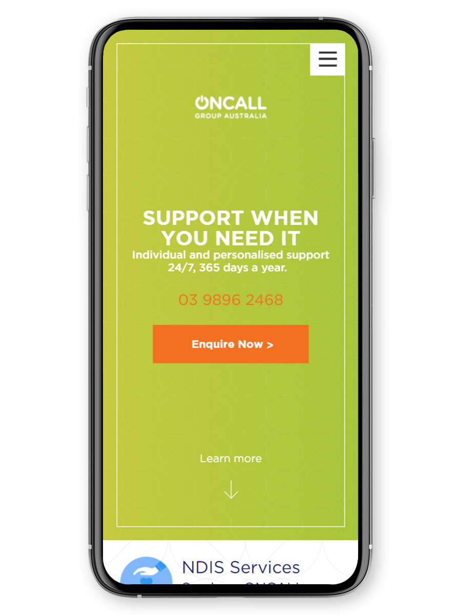 Oncall Group Australia Homepage on Phone