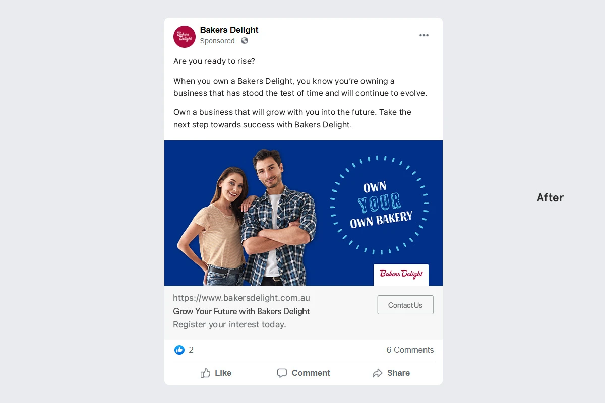 Bakers Delight New Facebook Advertising Comparison