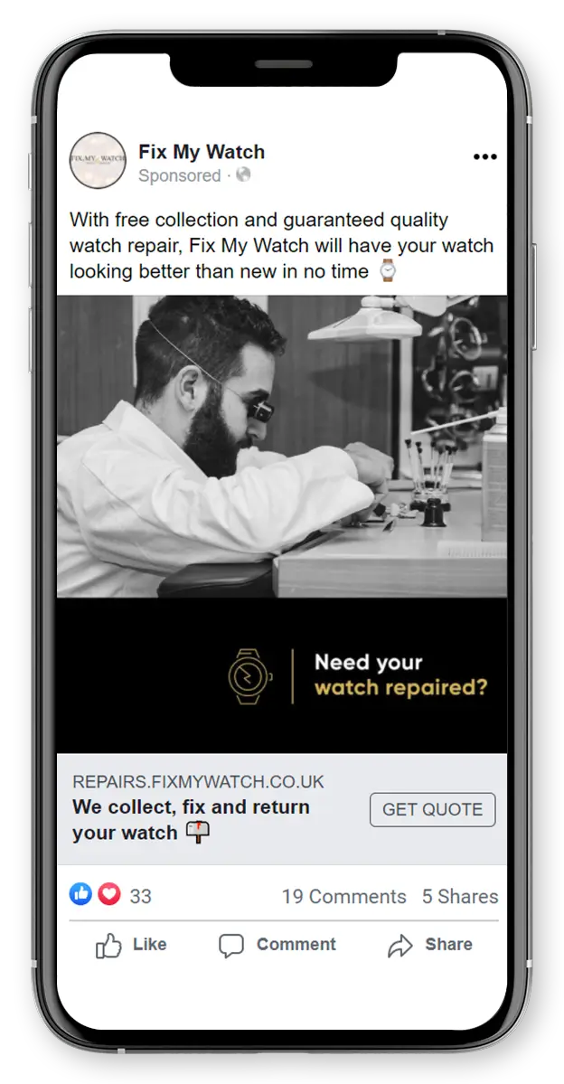 Fix My Watch Facebook Ad Preview
