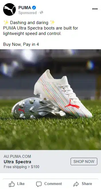 Puma Product Facebook Advertising