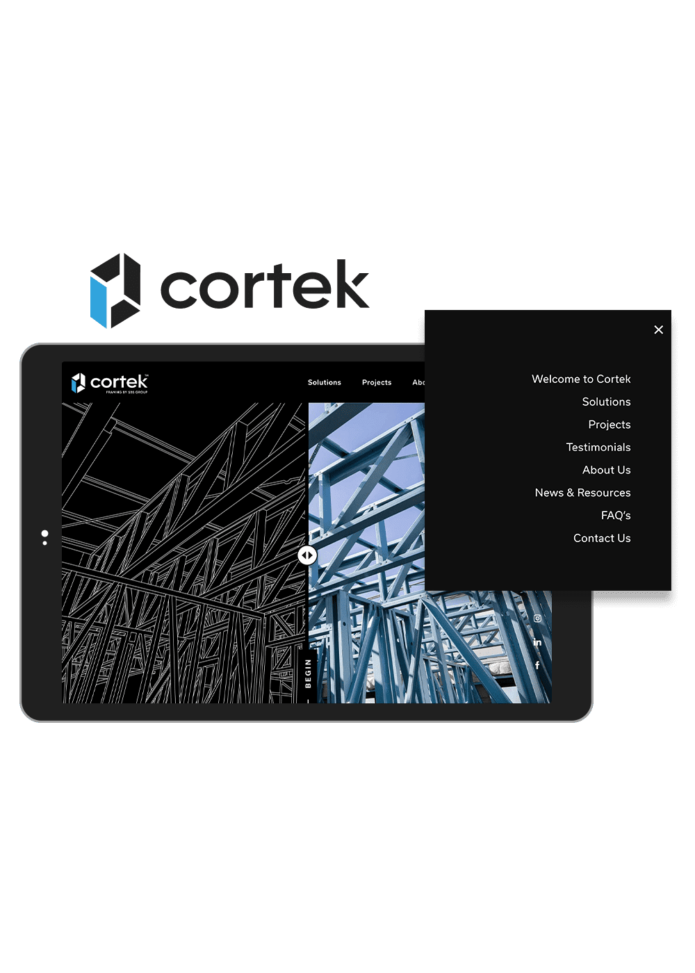 Cortek Website on Tablet View