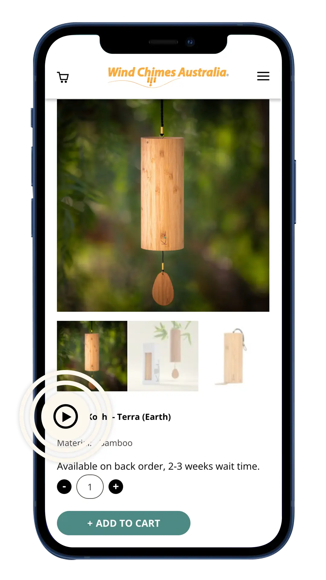 Wind Chimes Australia eCommerce on Mobile Device