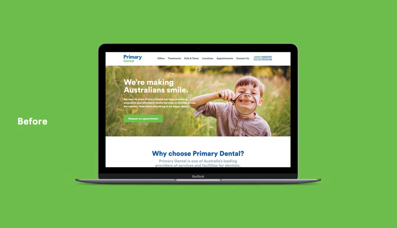 Primary Dental Website Design Before Comparison