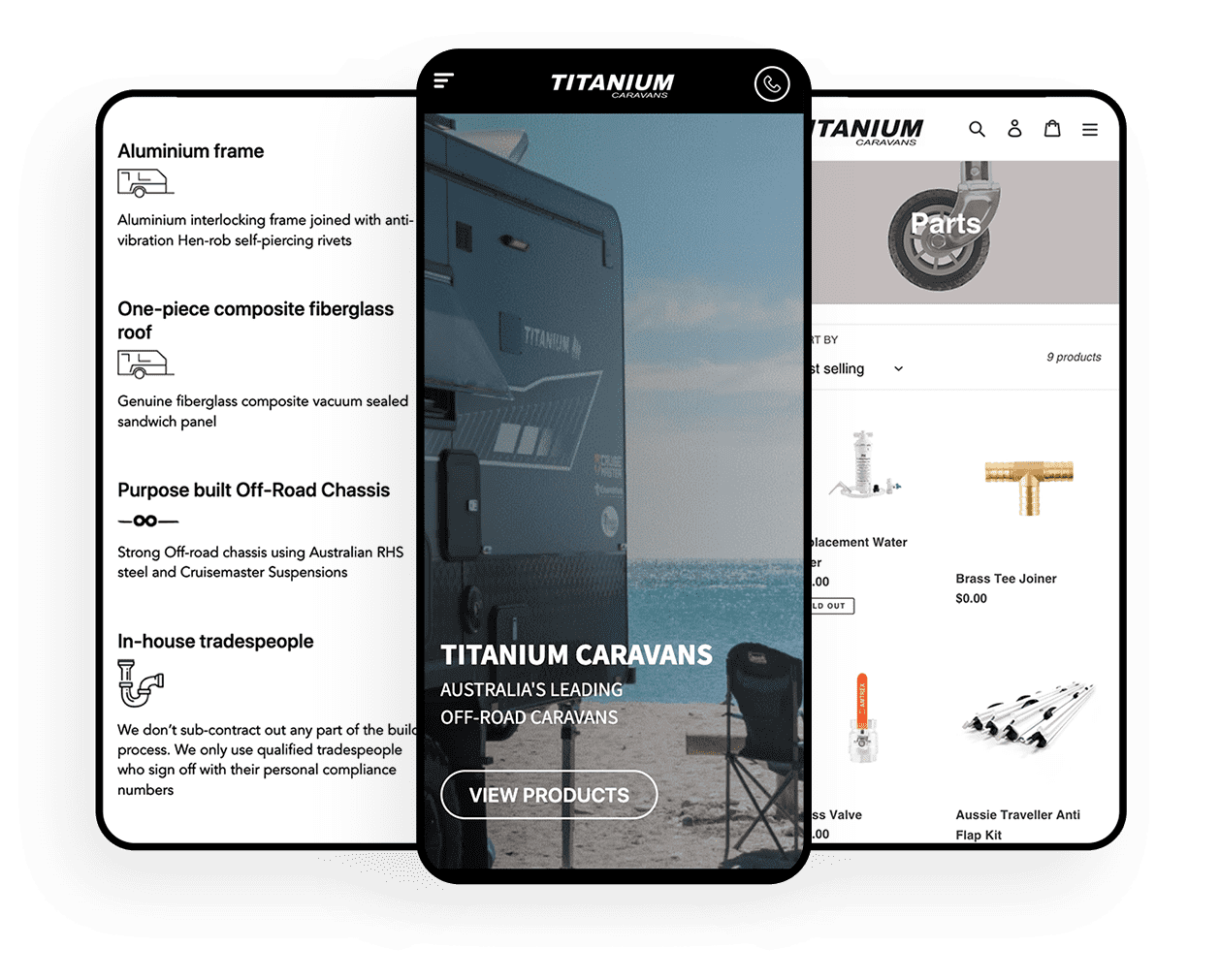Titanium Caravans mobile website design mockup