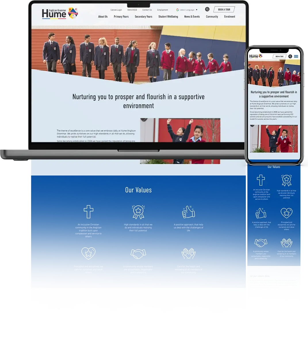Developing Hume Grammar School Website-MacBook Display