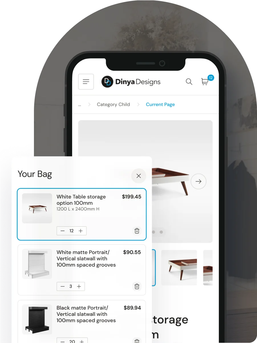 Dinya Design Website - Cart Checkout Page