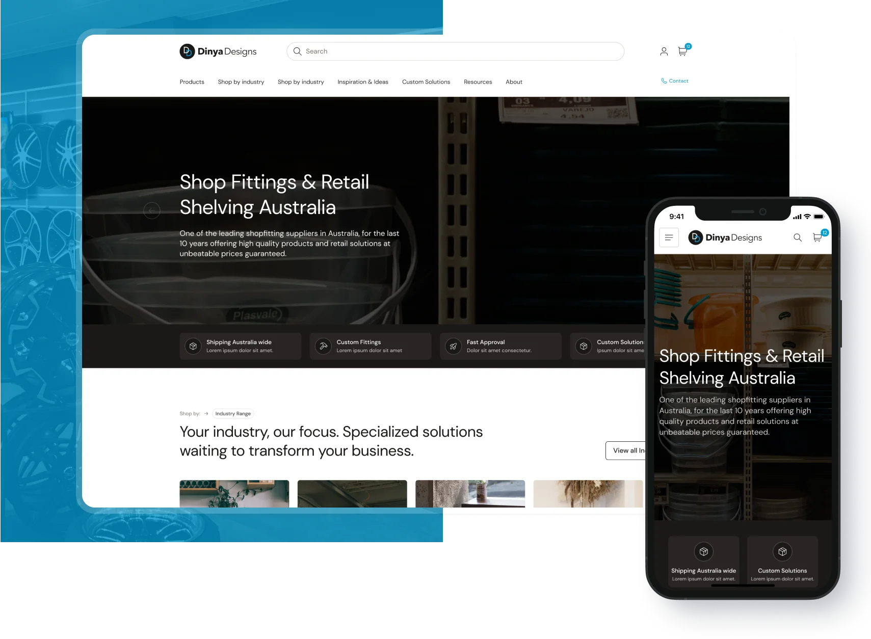 Dinya Design shop fitting website design