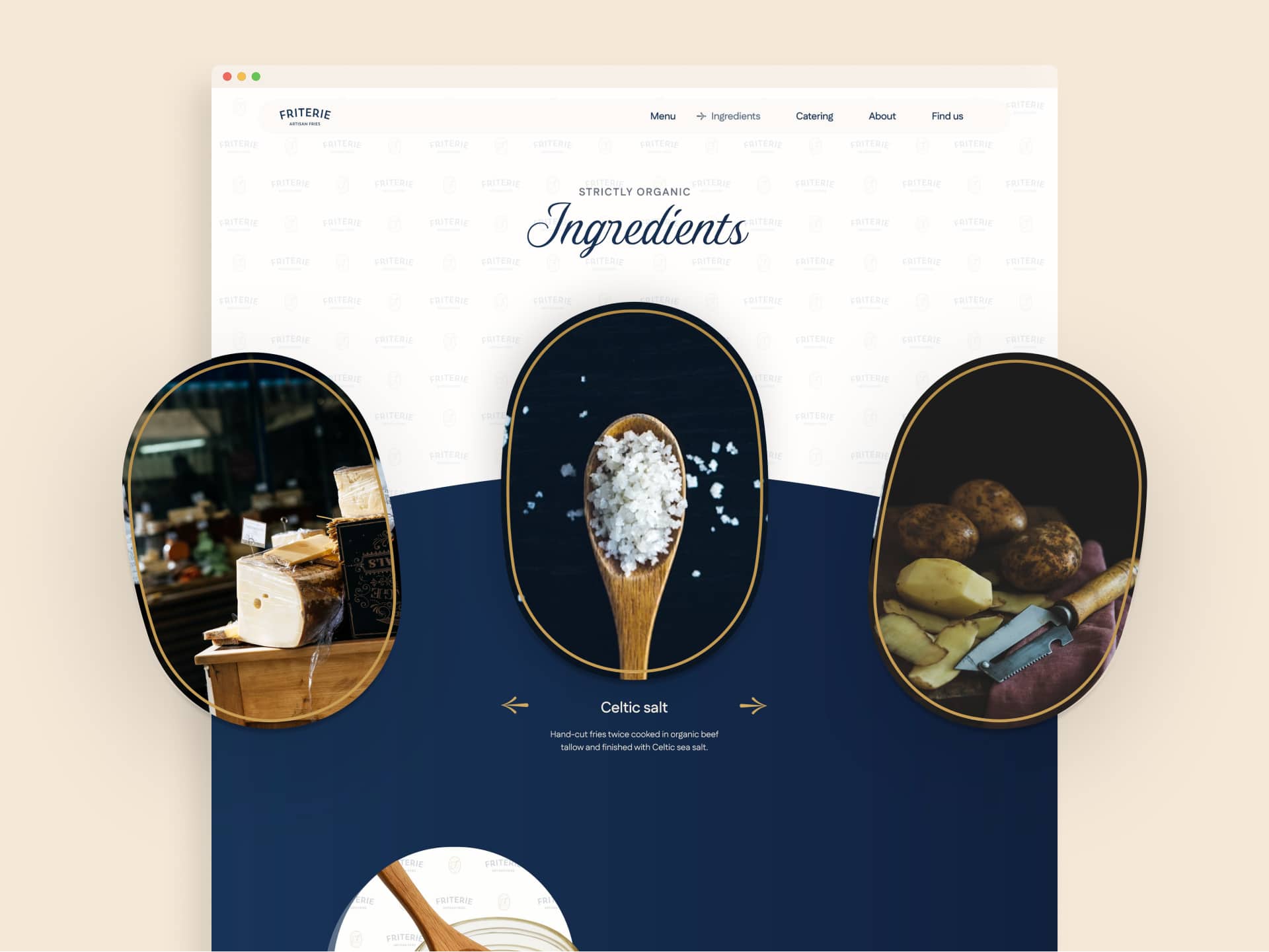 fast food restaurant website design ingredients page