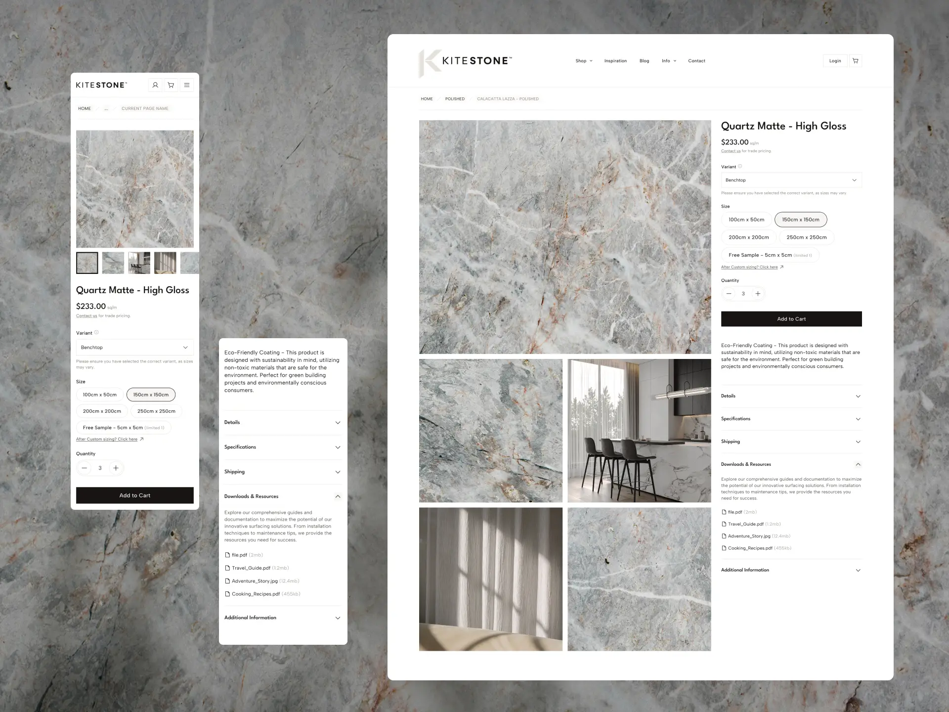 Kitestone eCommerce product page design